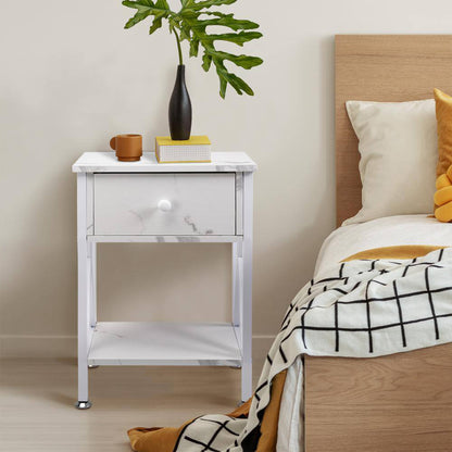 Nightstand with Drawer and Open Storage Shelves