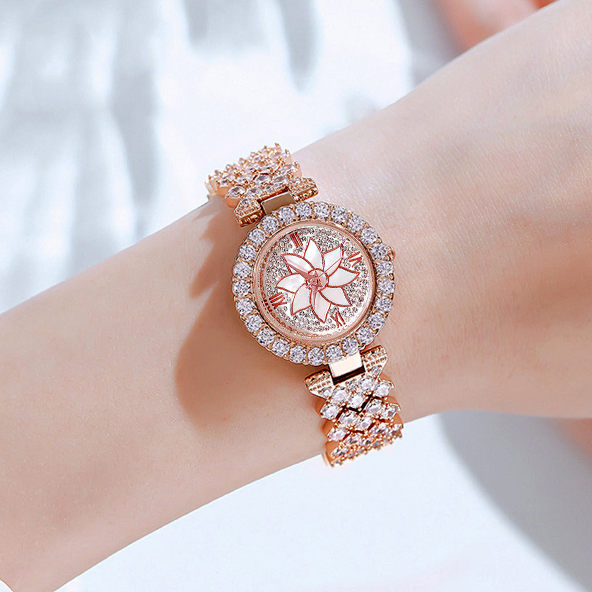 Luxury Rose Gold Watch Female Bracelet