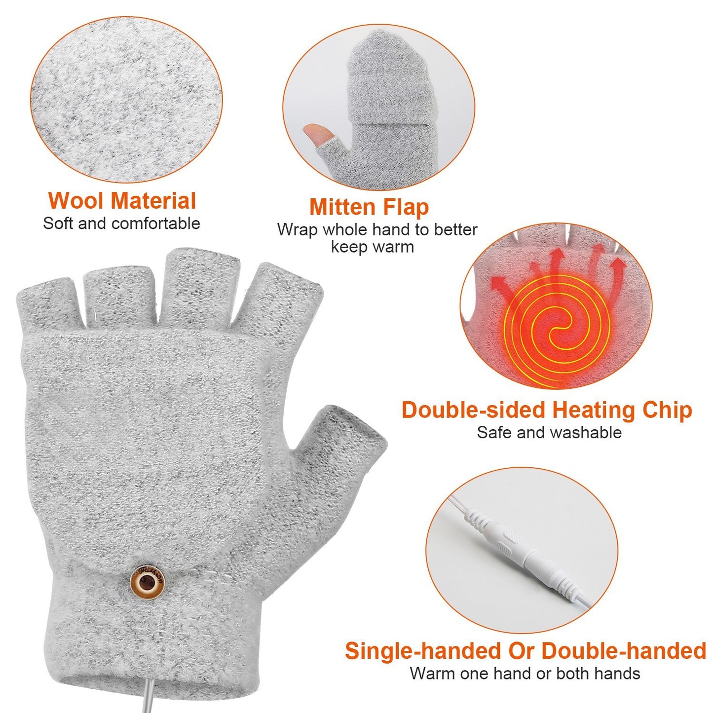 USB Wool Heated Gloves