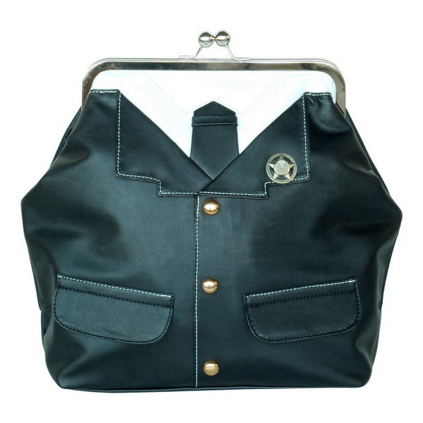 Stylish Black Double Handle Leatherette Bag