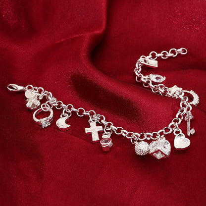 Silver Plated Thirteen Hanging Pieces Bracelet