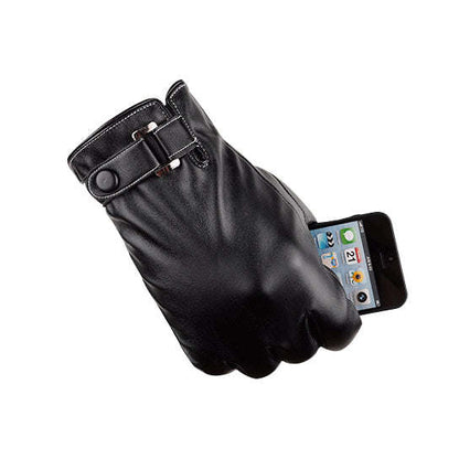 Stylish Vegan Leather Touch Smart Gloves