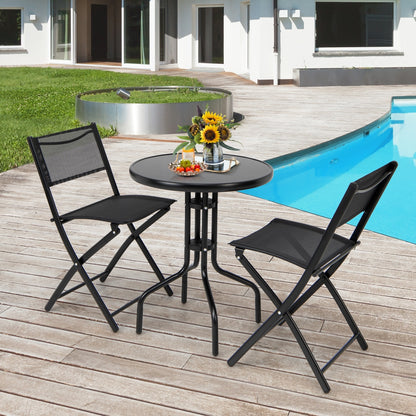 3 Pieces Folding Bistro Table Chairs Set
