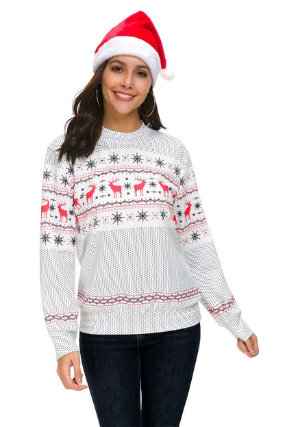 Christmas print long sleeve sweater