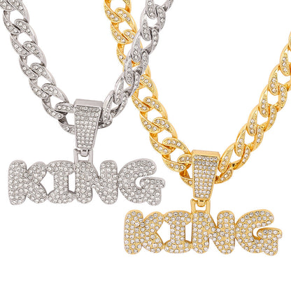 Hip Hop Diamond King Letter Pendant Necklace