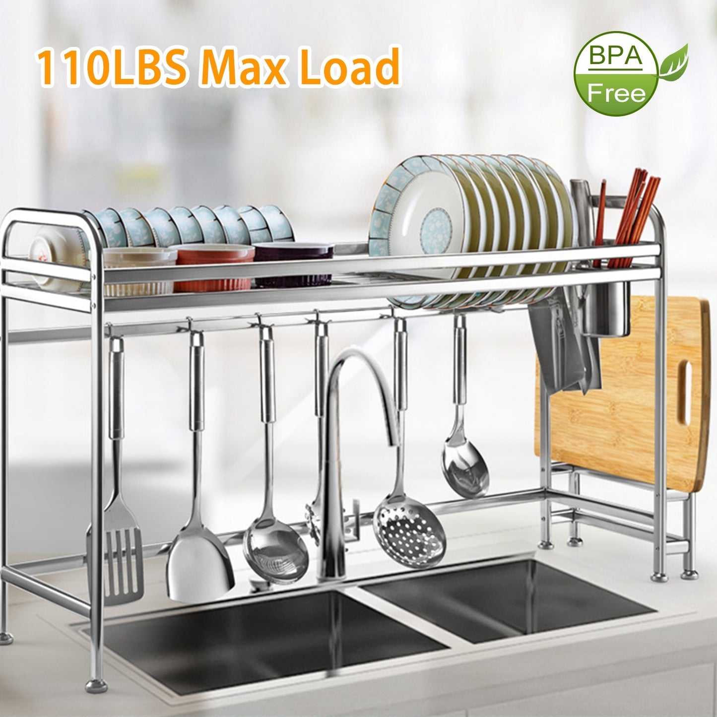 Over Sink Dish Drying Rack Shelf