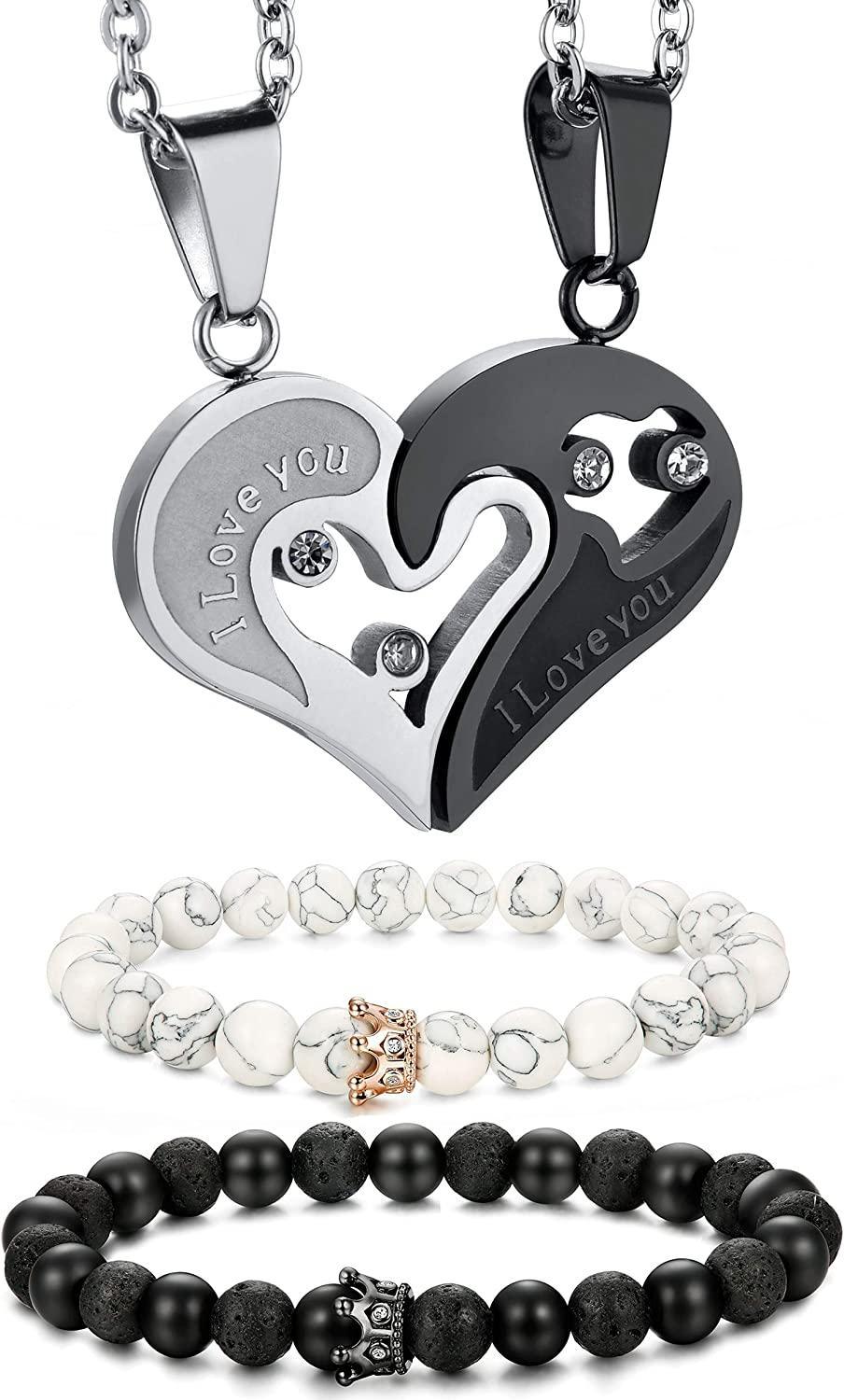 Couple Necklace Bracelets Matching Set