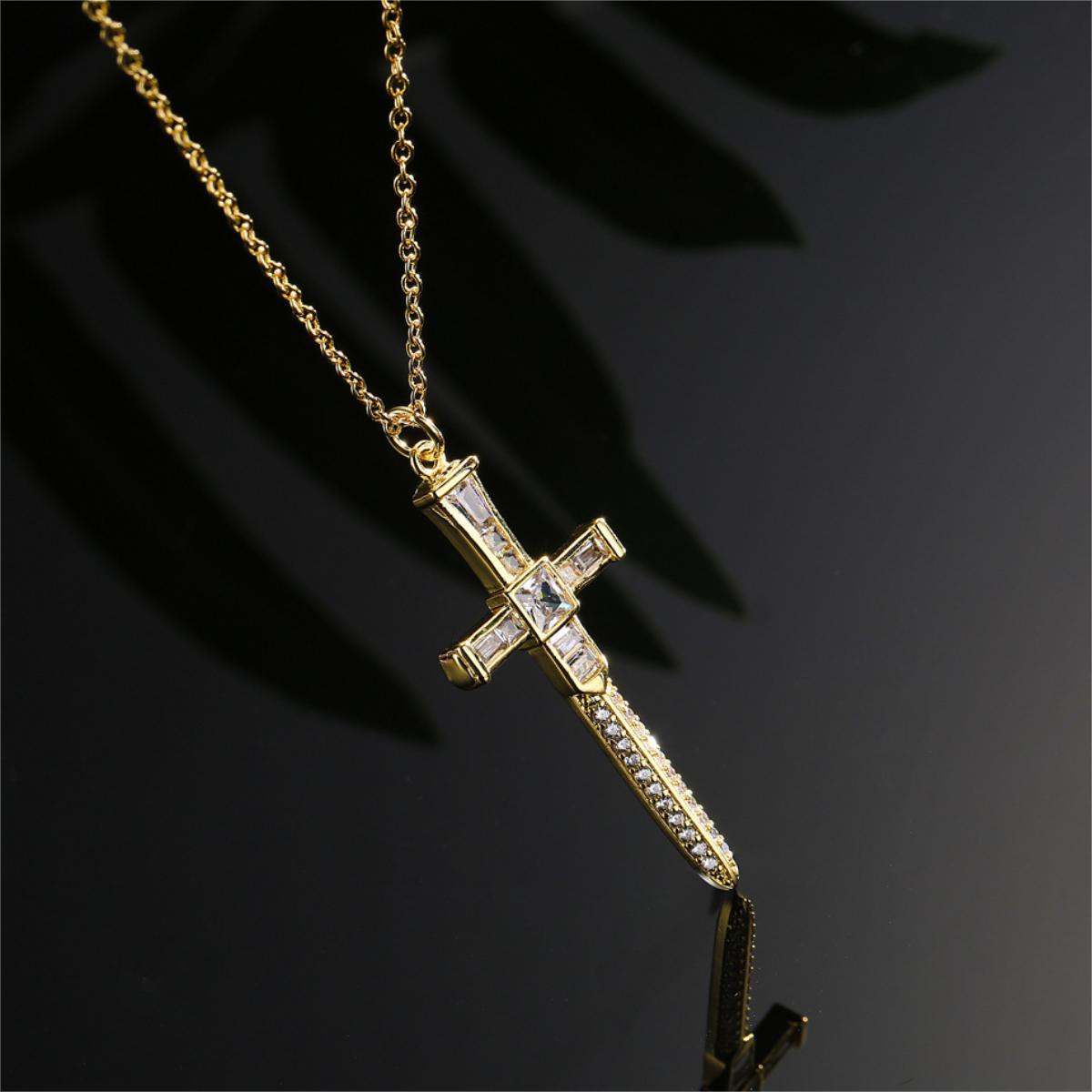 Gold Plated Cross Choker Necklace