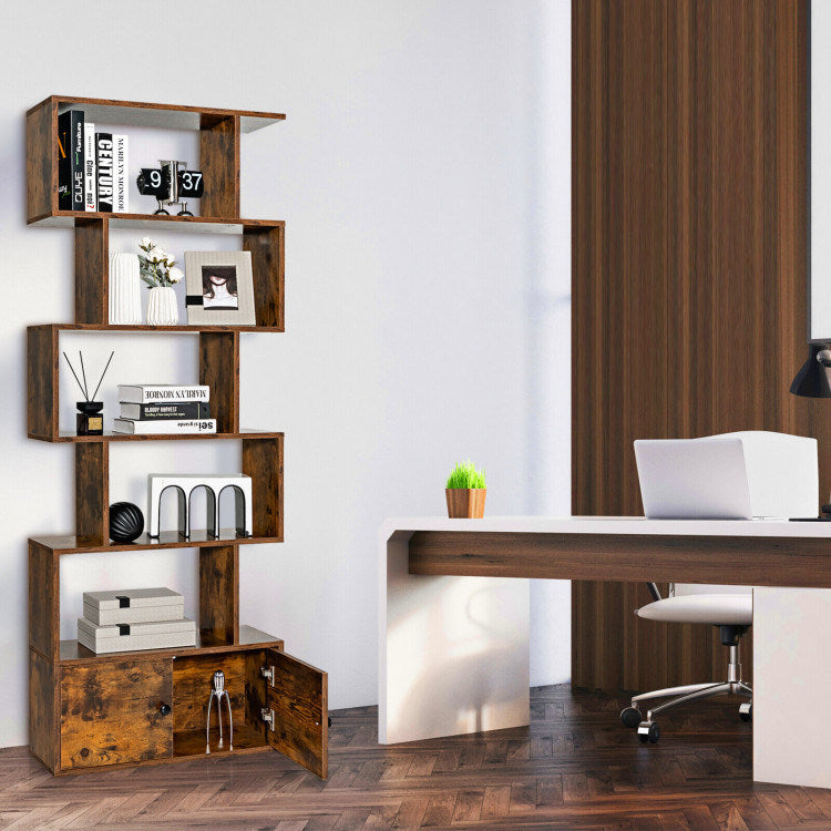 6-Tier S-Shaped Freestanding Bookshelf