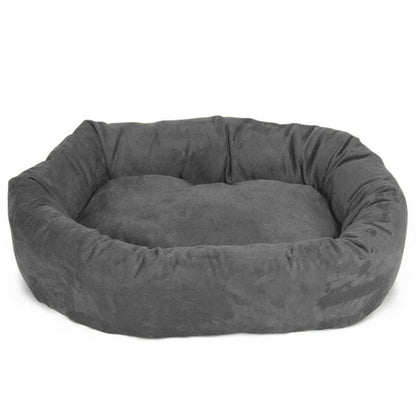 Suede Bagel Pet Bed For Dogs, Gray, Extra Large