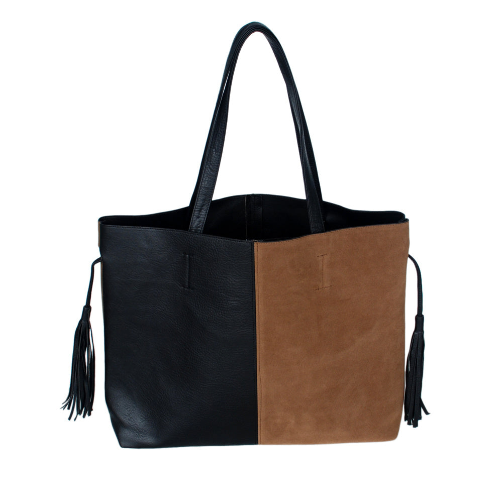 Stylish Black & Brown Double Leatherette Bag