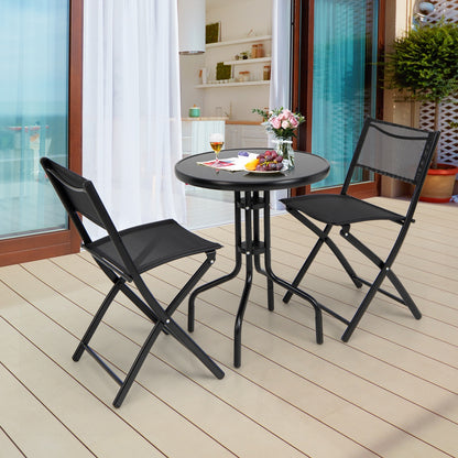 3 Pieces Folding Bistro Table Chairs Set