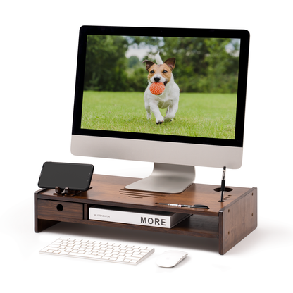 Wood Monitor Stand Riser, Desktop Organizer