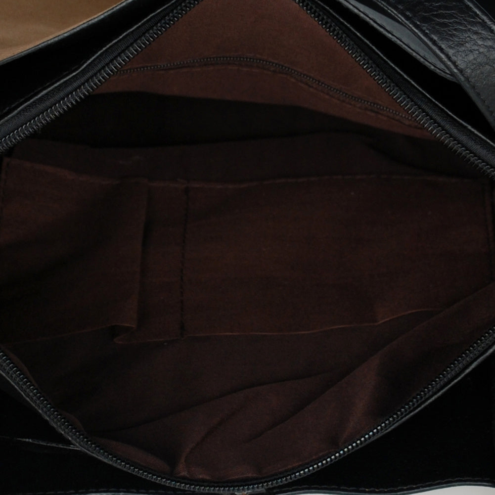 Stylish Black & Brown Double Leatherette Bag