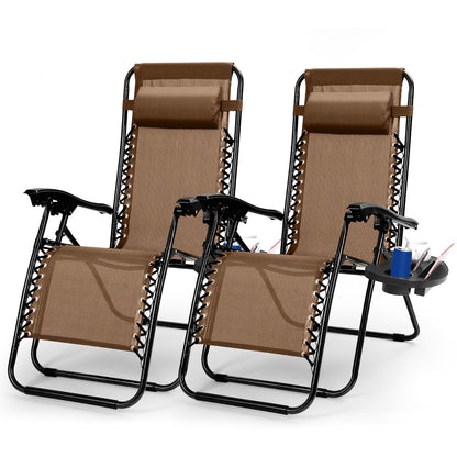 2Packs Zero Gravity Lounge Chair with Dual Side Tray