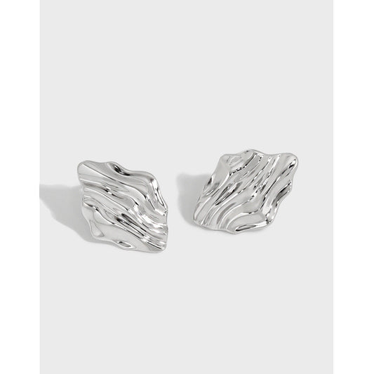 Geometry Irregular Stones Silver Stud Earrings