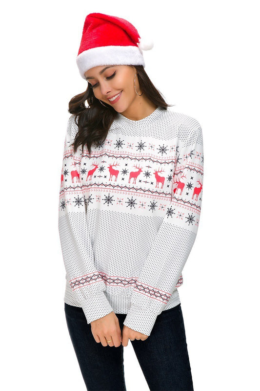 Christmas print long sleeve sweater