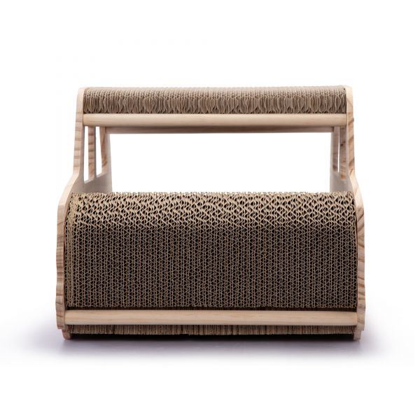 2-in-1 Wood Corrugate Cat Scratcher