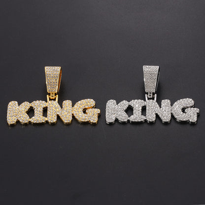 Hip Hop Diamond King Letter Pendant Necklace