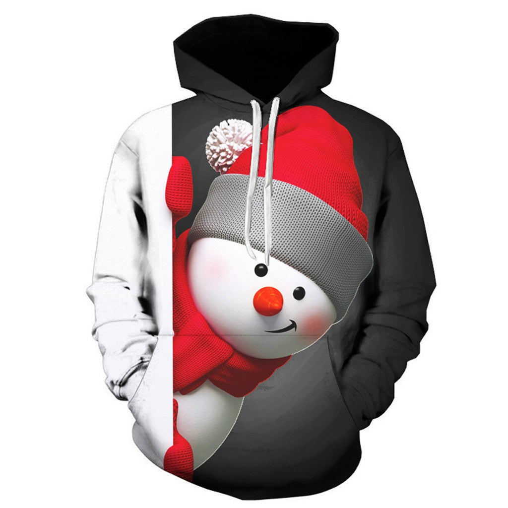 Snowman cartoon print Christmas hoodie