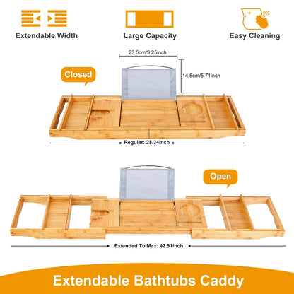 Bathtub Caddy Tray Crafted Bamboo Bath Tray