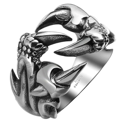 Mens Stainless Steel Biker Style Dragon Claw Ring