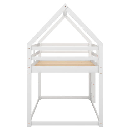 Cozy Twin-Over-Twin Low Bunk House Bed