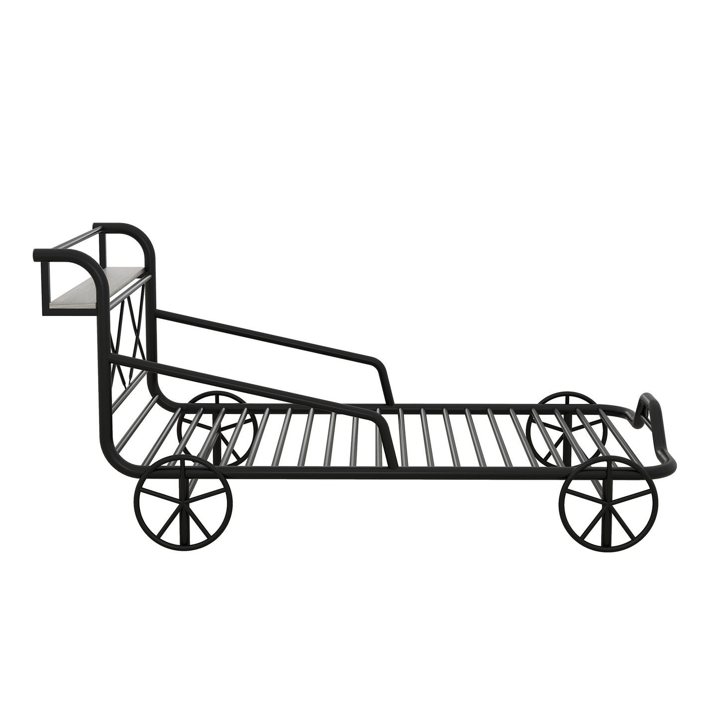 Twin Size Metal Car Bed with Four Wheels