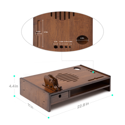 Wood Monitor Stand Riser, Desktop Organizer