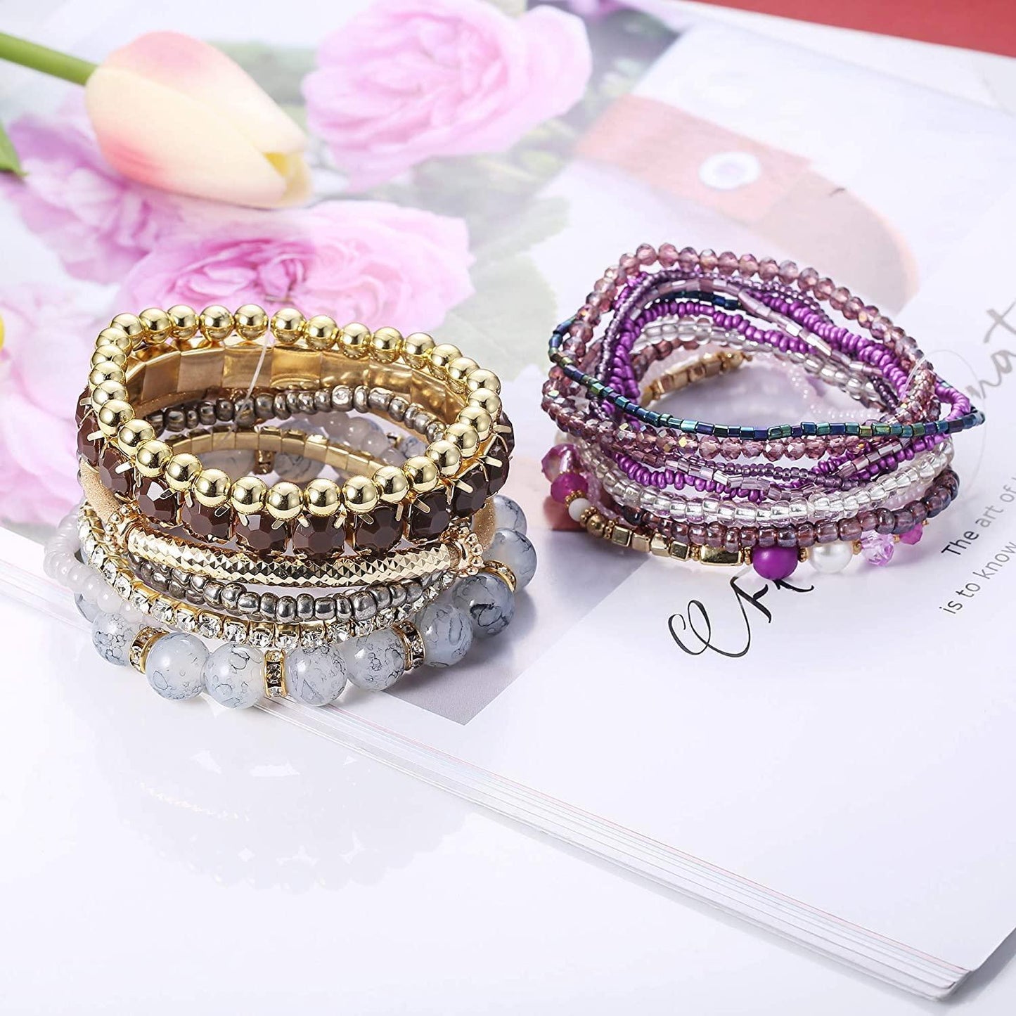 Bohemian Stackable Bead Bracelets for Women