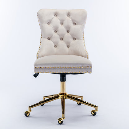 Velvet Upholstered Tufted Button Home Office Chair