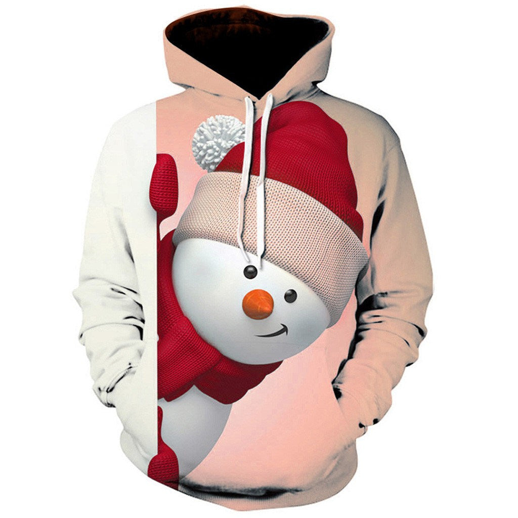 Snowman cartoon print Christmas hoodie
