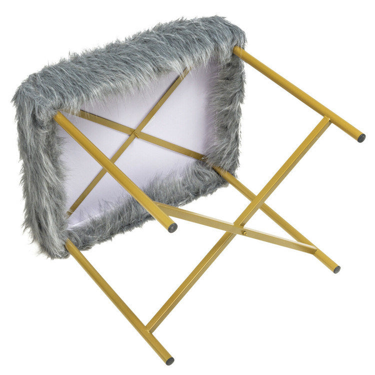 Luxurious Faux Fur Covered Footrest Stool