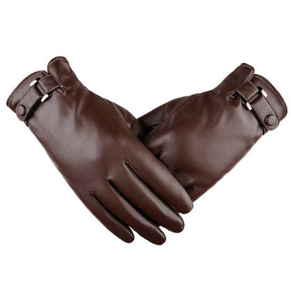 Stylish Vegan Leather Touch Smart Gloves