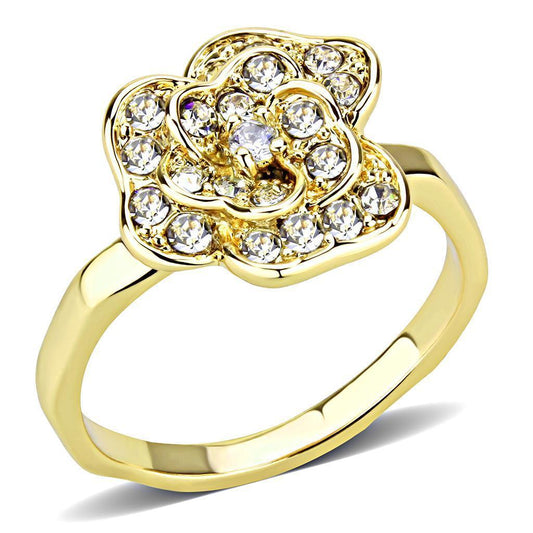 Gold Brass Ring with Top Grade Crystal