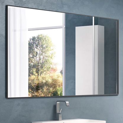 Modern Black Bathroom Mirror with Aluminum Frame
