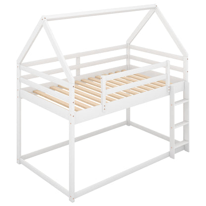 Cozy Twin-Over-Twin Low Bunk House Bed