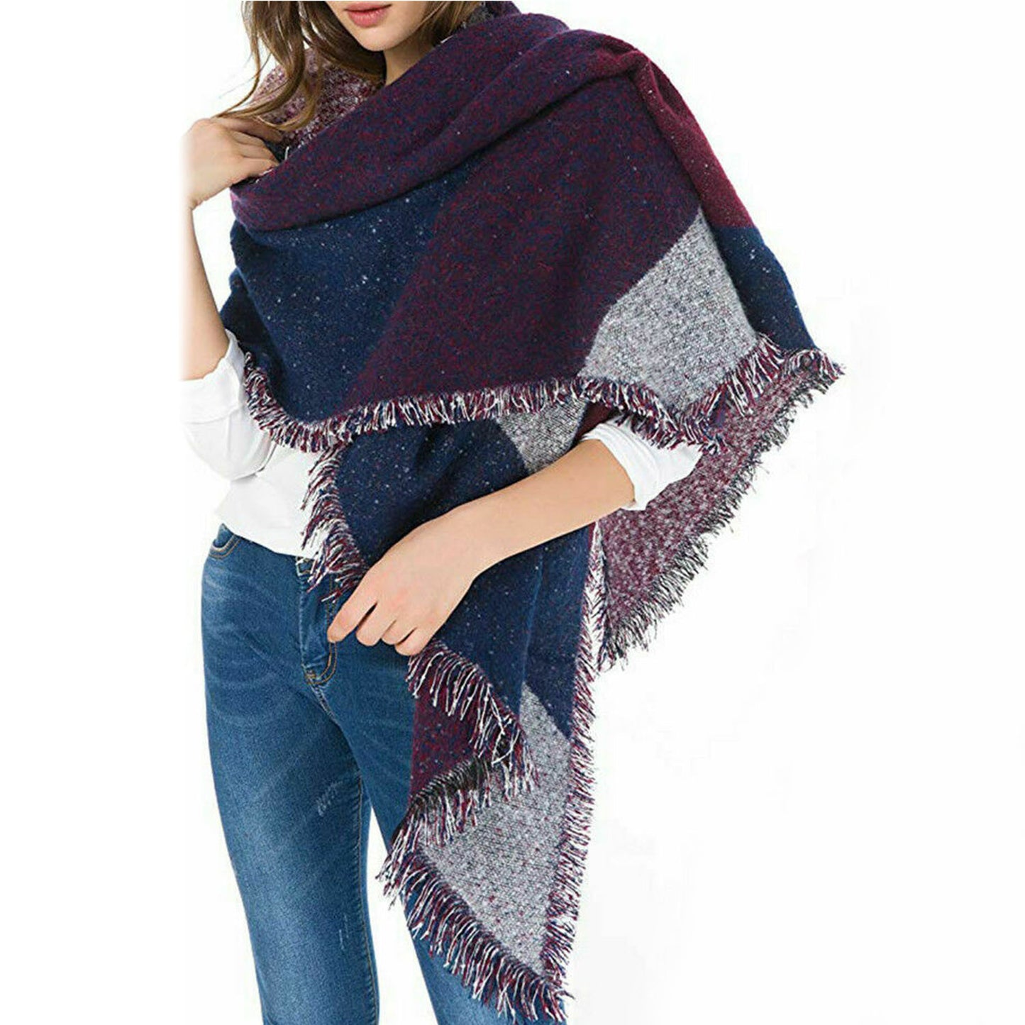 Women Winter Warm Scarf Long Soft Knitted Shawl