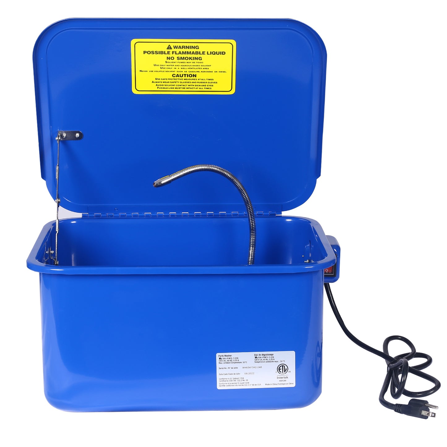 Cabinet parts washer with 110v pump