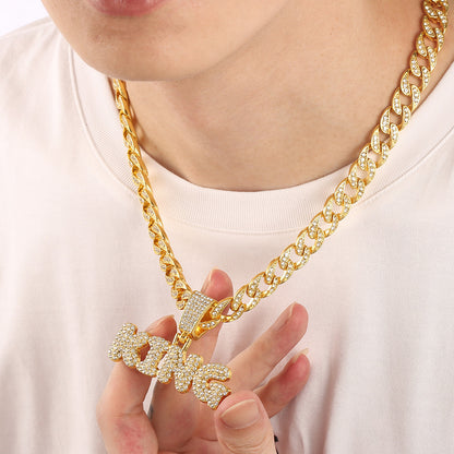 Hip Hop Diamond King Letter Pendant Necklace