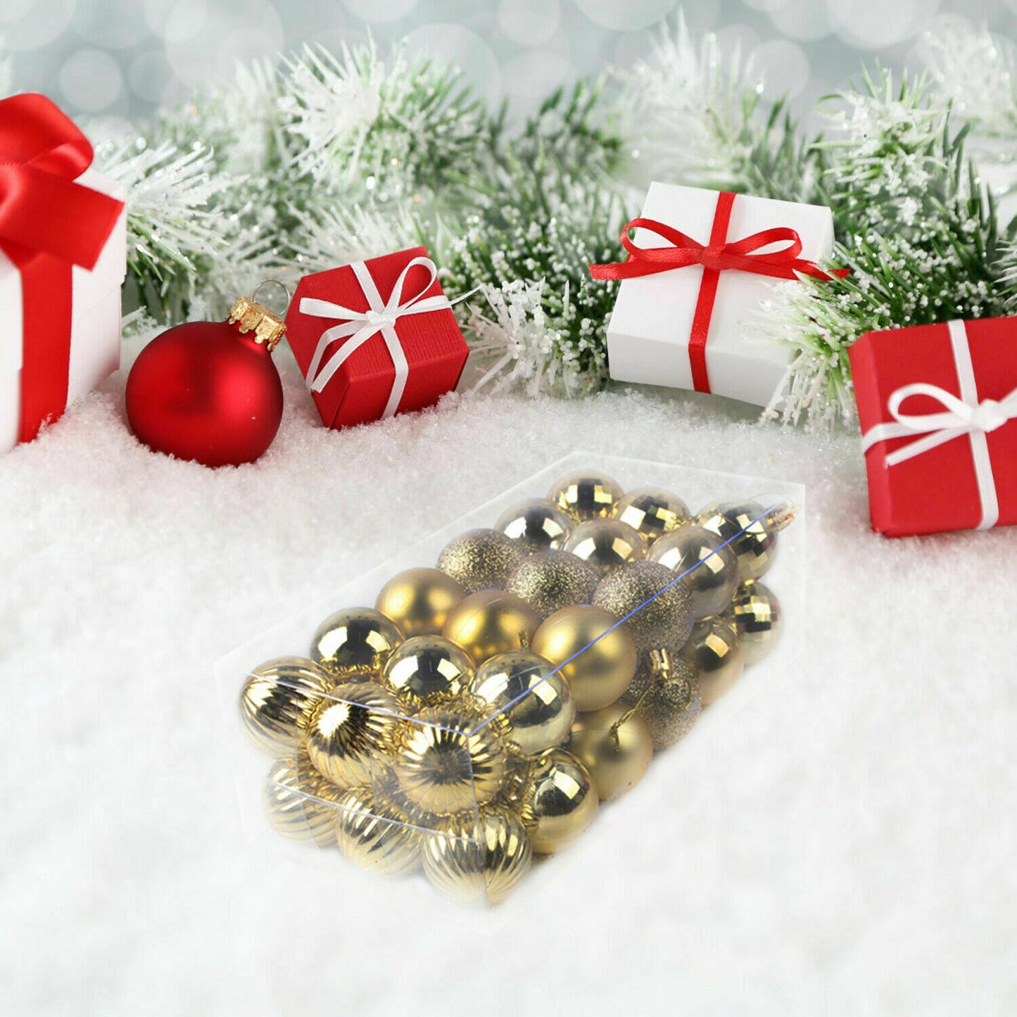 24Pcs/Box Christmas Glitter Ball Ornaments