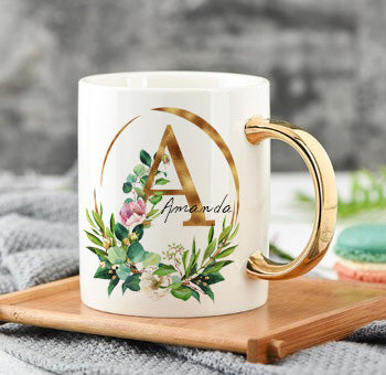 Custom Personalized Monogram Initial Ceramic Coffee Mug