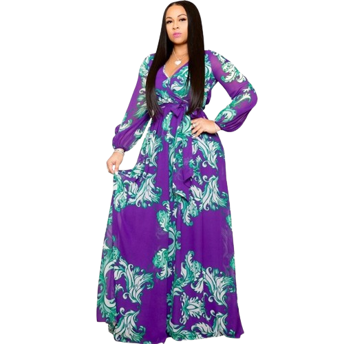 Chiffon Print Plus Size Dress