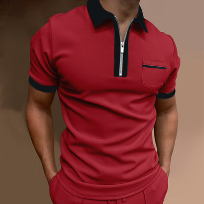 Men's Lapel Fashion Slim Pocket Men's T-Shirt POLO Shirt