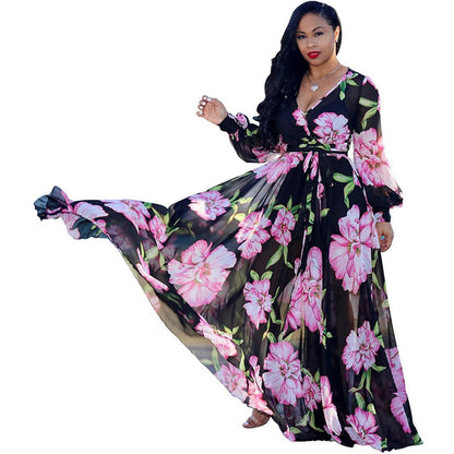 Chiffon Print Plus Size Dress