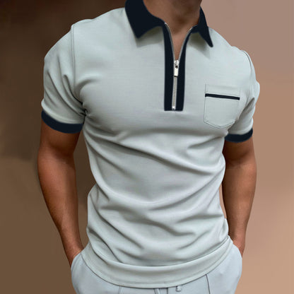 Men's Lapel Fashion Slim Pocket Men's T-Shirt POLO Shirt
