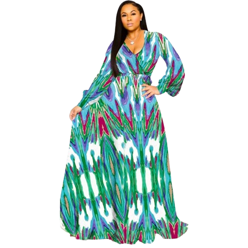 Chiffon Print Plus Size Dress