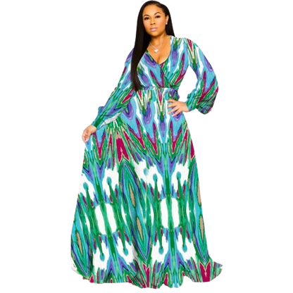 Chiffon Print Plus Size Dress