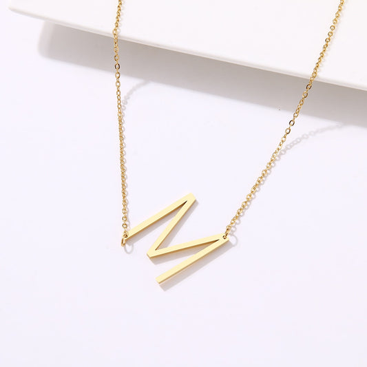 Stainless Steel Large SIZE 26 Letters Necklace For Women