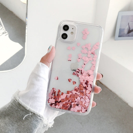 Glitter Heart Phone Case for iPhone 12 13 11 Pro XS Max XR 7 8 Plus